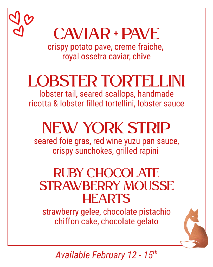 Foxtail Valentine Menu
